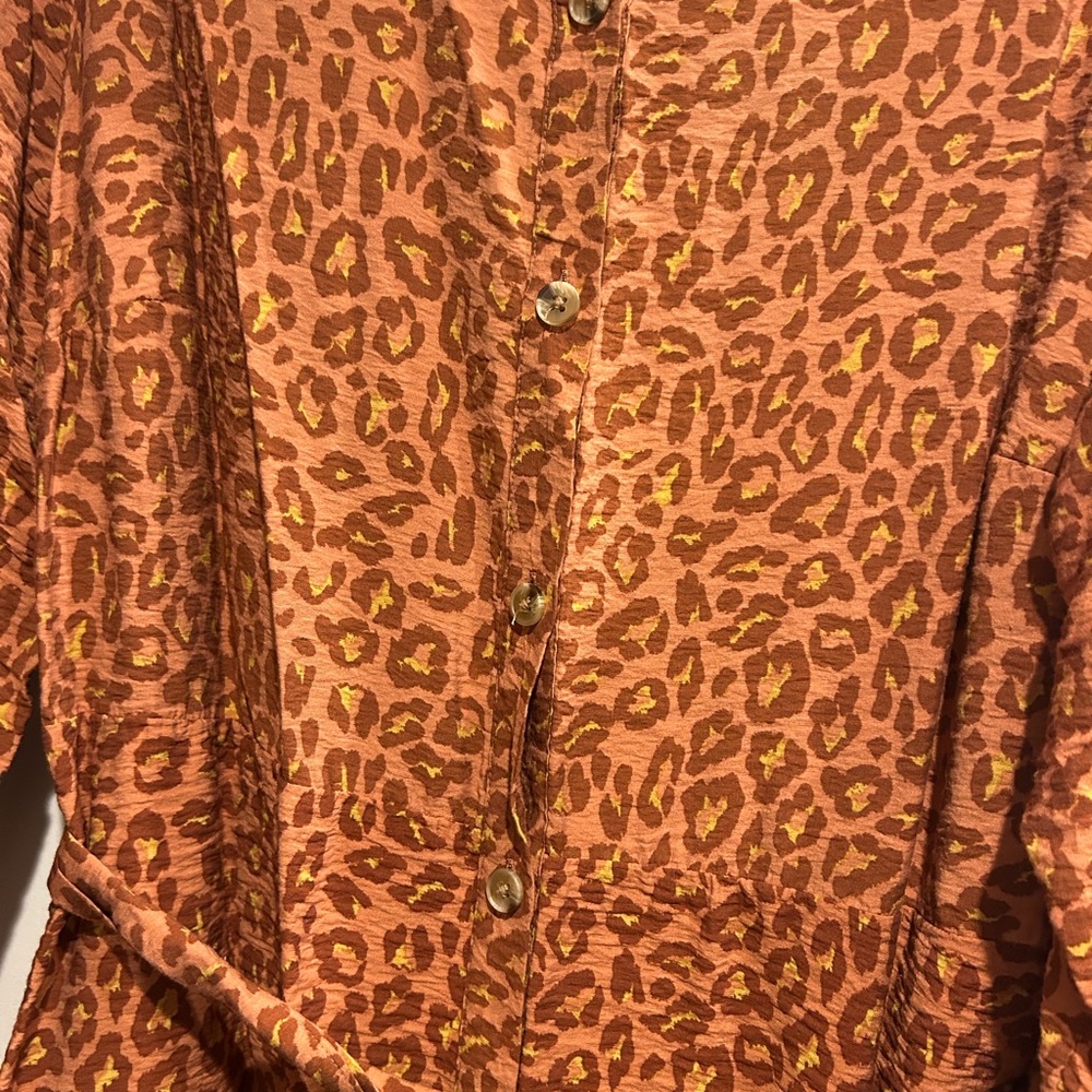 Nine West Rust Leopard-Print Button-Front Midi Dr… - image 5